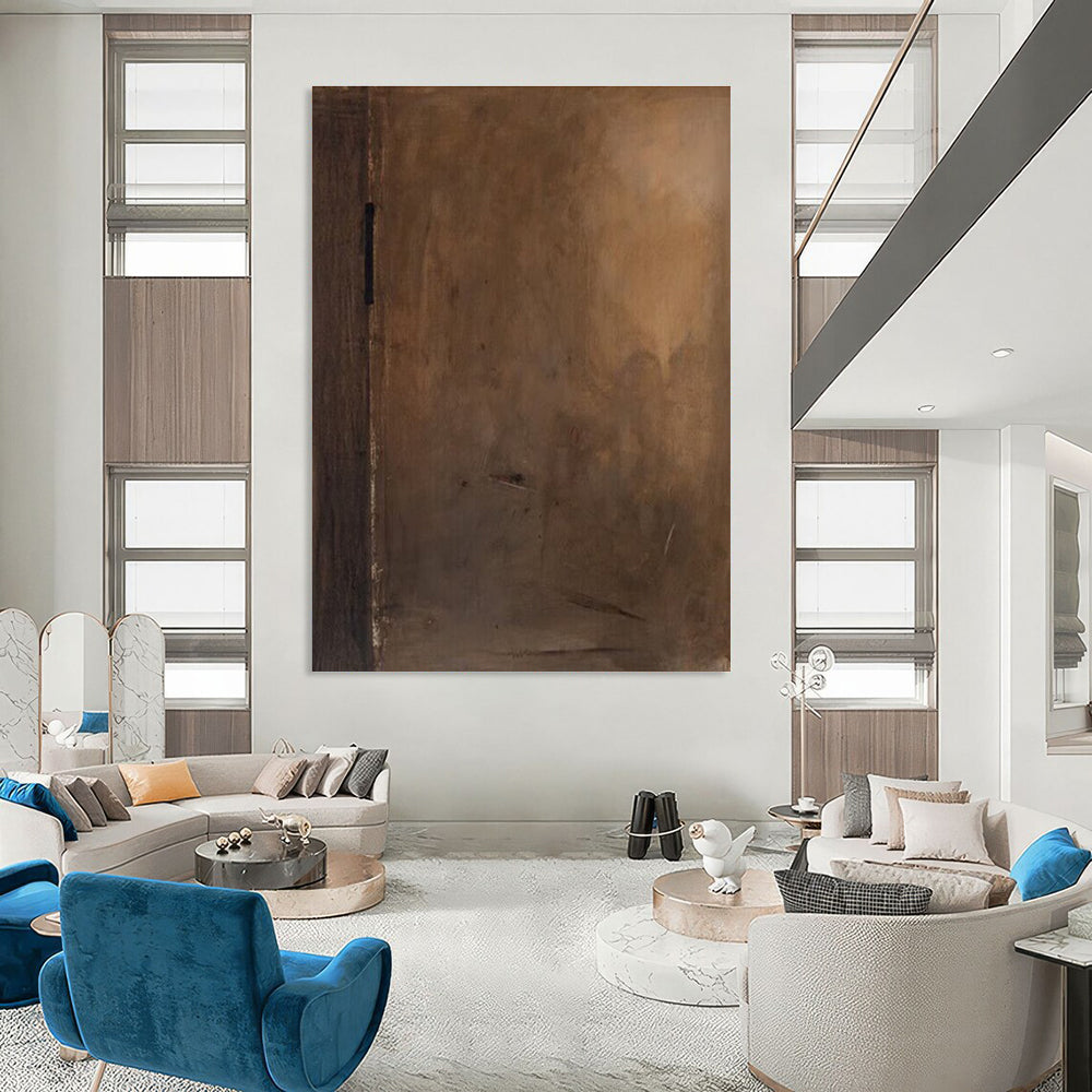 Muted Brown Abstract Painting with Subtle Details ADGE514