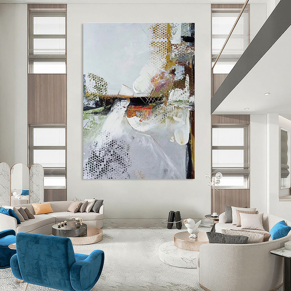 Grey Colorful Textured Abstract Painting ADGE047