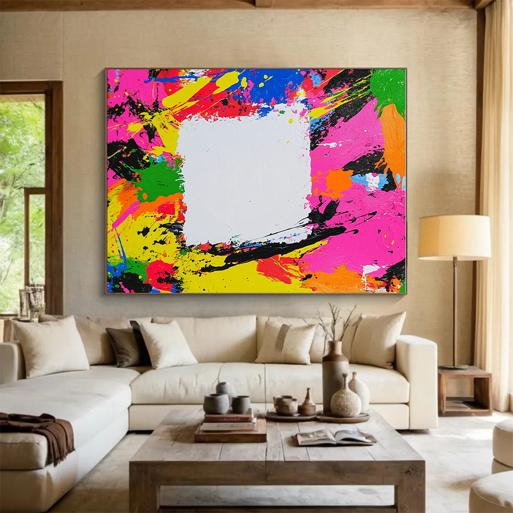 Colorful Splatter Abstract Painting with Playful Energy GER597