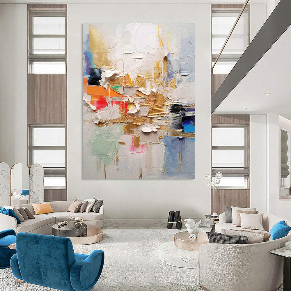 Grand-Sized Custom Hand-Painted Abstract Mural for Living Room & Hallway DLZ1063