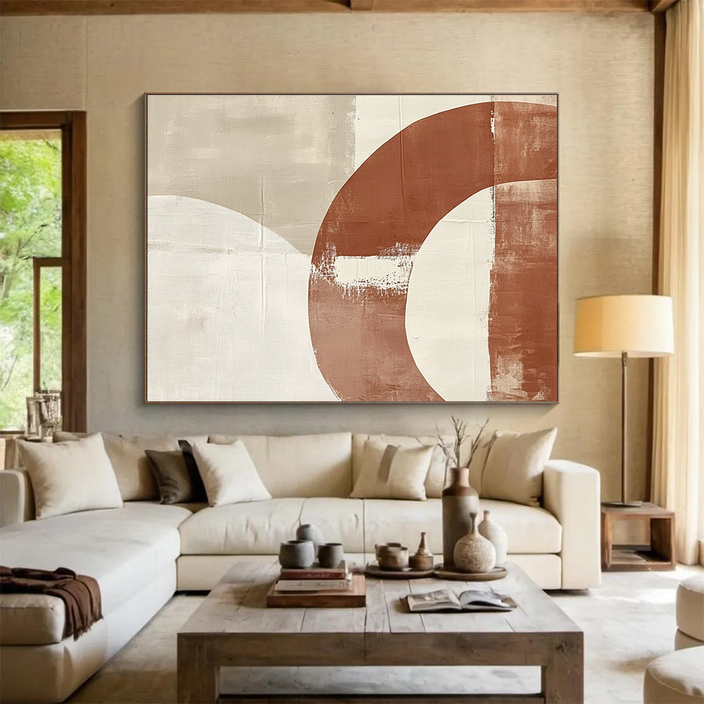Brown Beige Subtle - Curved Shapes Abstract Painting DYP033