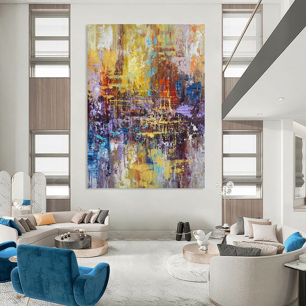 Custom - Made Hand - Painted Abstract Murals for Cottage Office Loft Ceiling Beams & Bedroom Window Seat Storage Box Lids DLZ0865