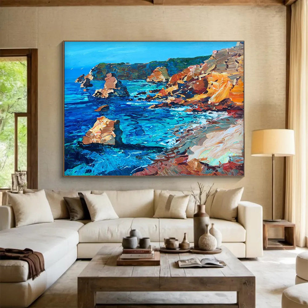 Coastal Rocks and Sea Abstract Painting THY454
