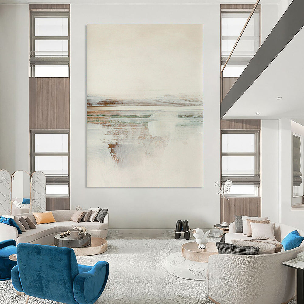 Neutral Tones Reflective Coastal Abstract Painting ADGE225
