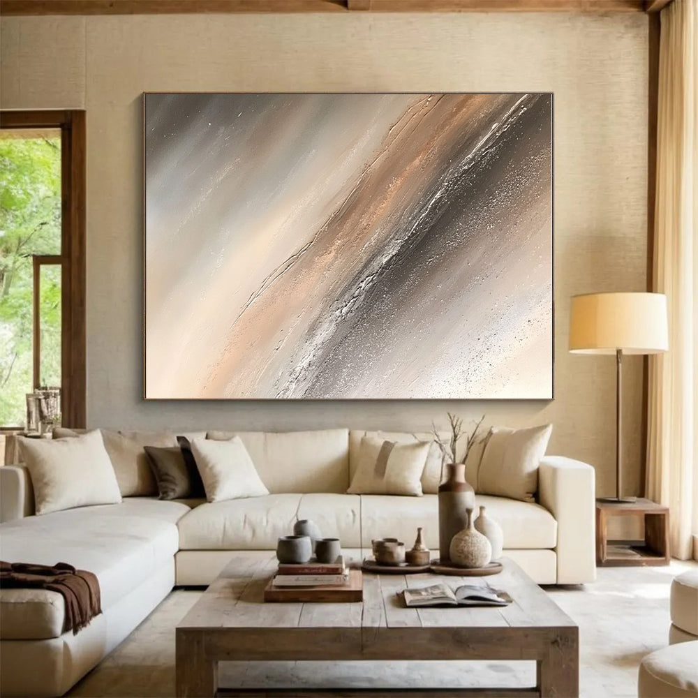 Beige Gray Abstract Painting with Subtle Textures GER794