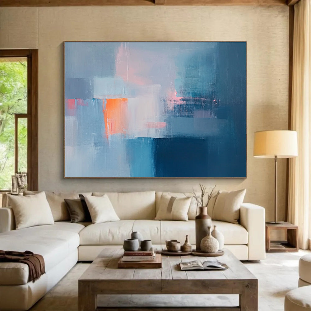 Blue and Orange Abstract Blocks Painting DYP477