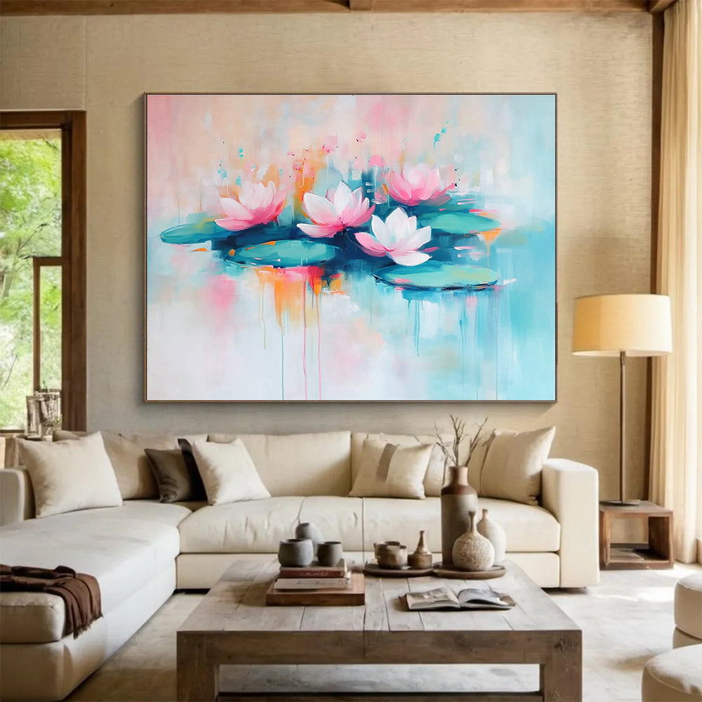 Pastel Lotus Abstract Painting with Soft and Dreamy Hues DYP356