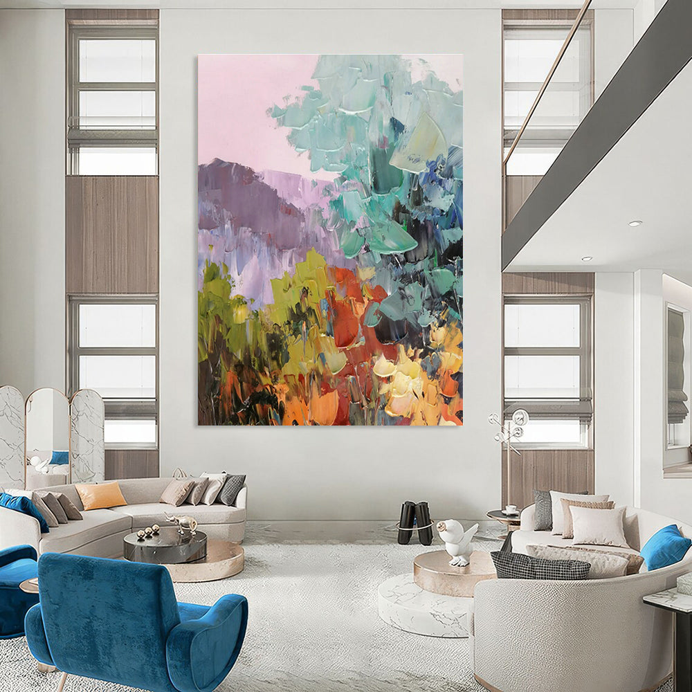Extra-Large Hand-Painted Abstract Art for Cottage Living Room & Bedroom DLZ1285