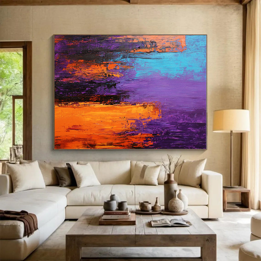 Purple and Orange Abstract Cityscape Painting GER571