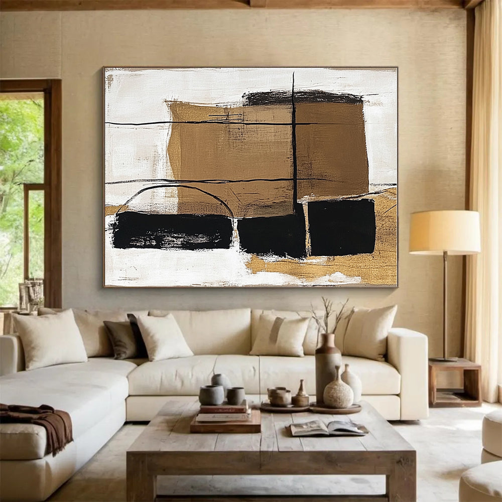 Brown Black Geometric Abstract Painting GER849