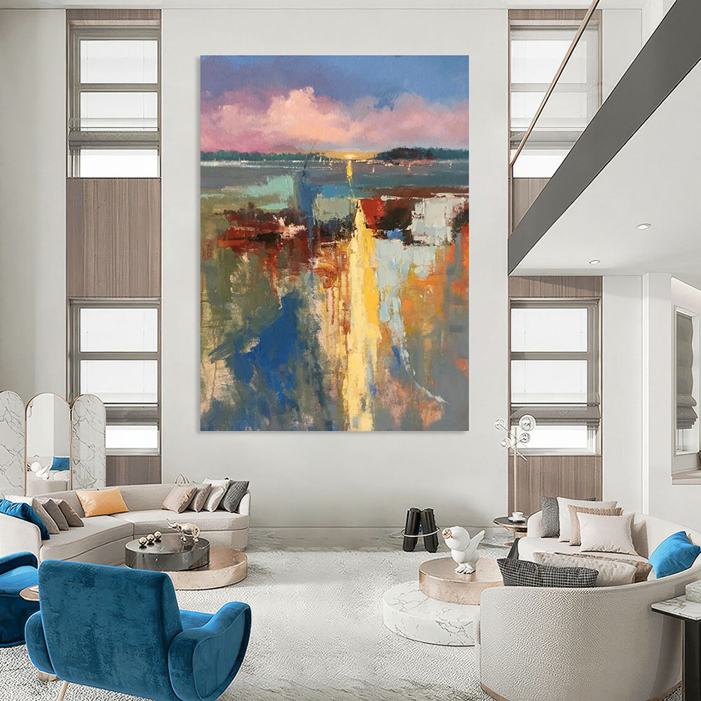 Hand-Painted Abstract Canvas Art for Bedroom & Living Room DLZ2278