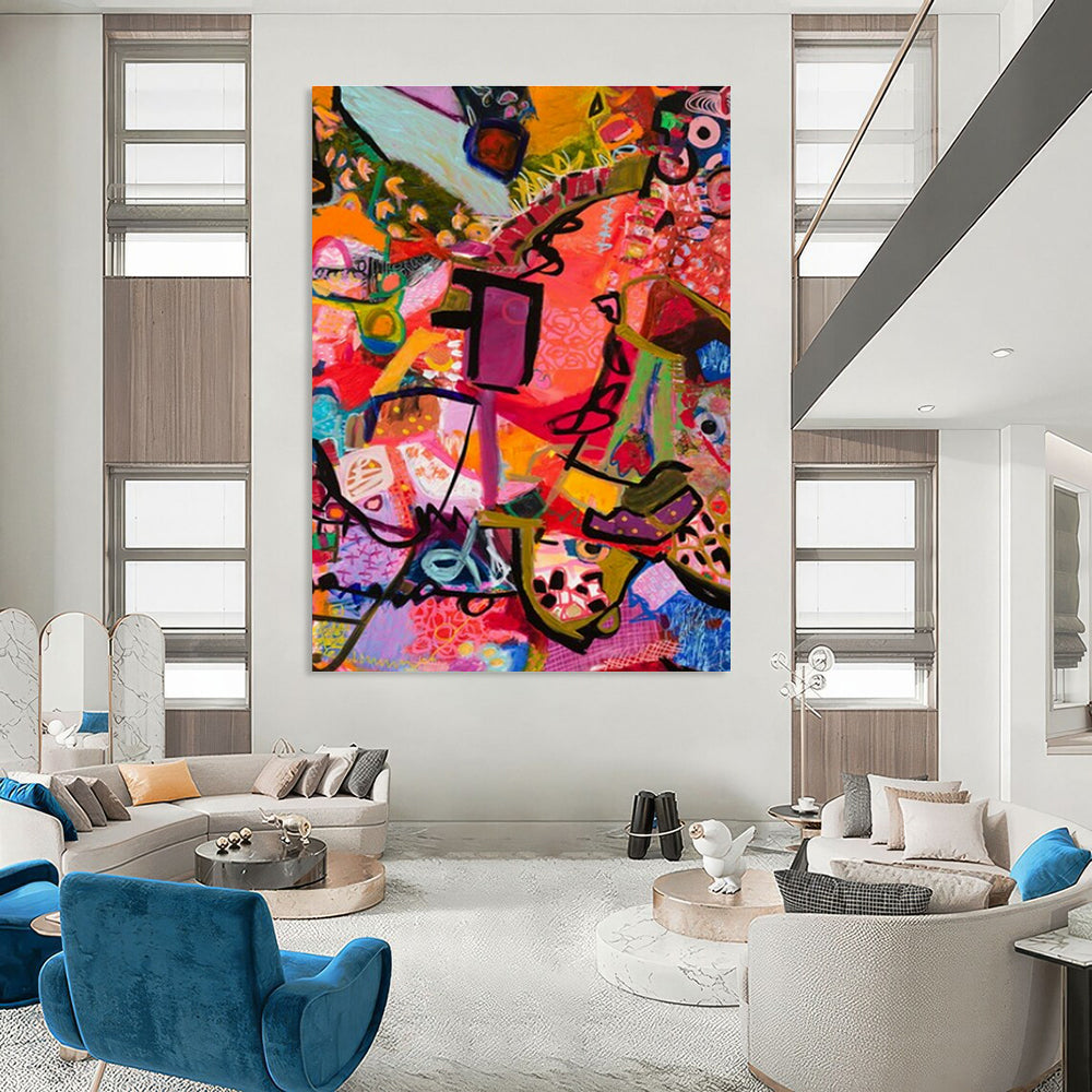 Immense Custom-Fit Hand Painted Abstract Art for Cottage & Entryway DLZ2079