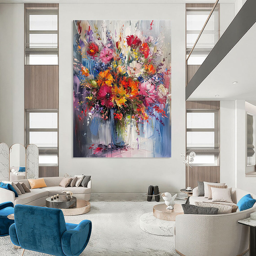 Colorful Floral Abstract Painting with Rich Hues ADGE260