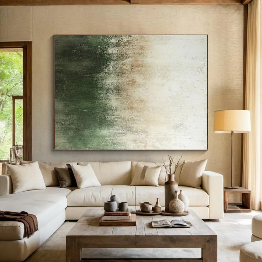 Green and Brown Abstract Painting with Subtle Transitions GER439