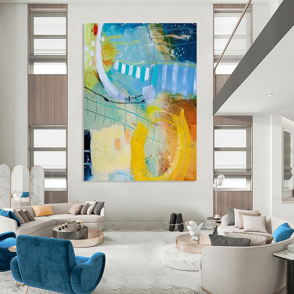 Playful Colorful Abstract Painting with Whimsical Forms ADGE409
