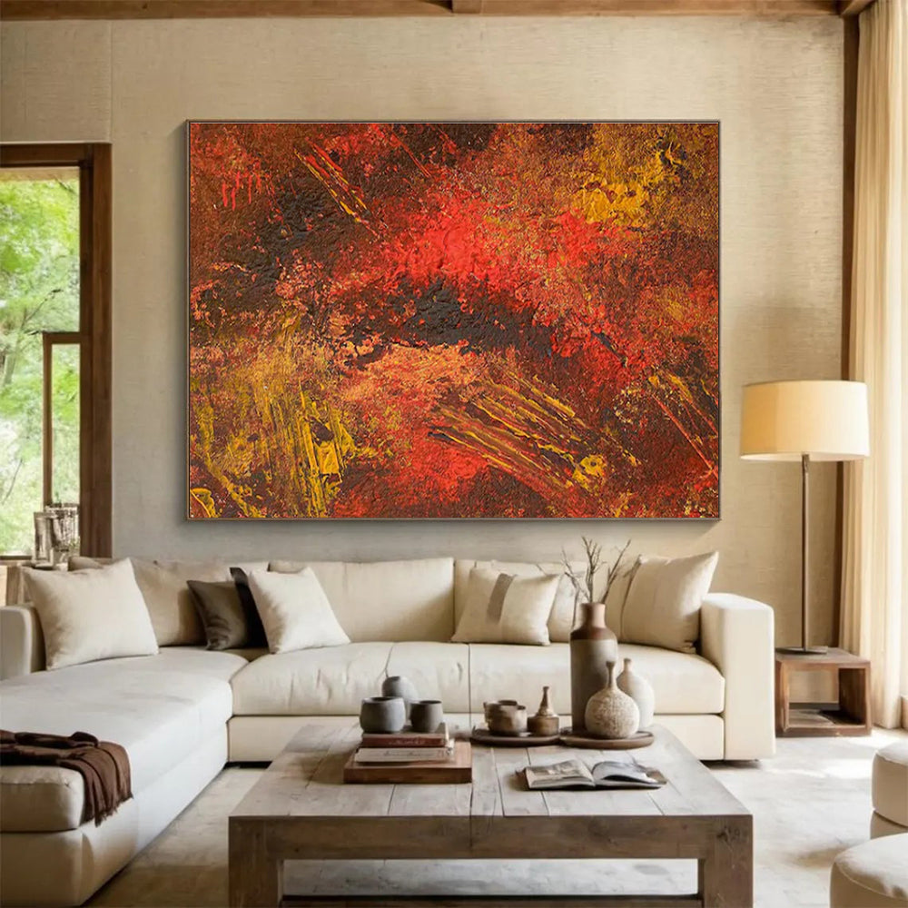 Red Brown Textured Abstract Painting with Ear THY Tones THY332