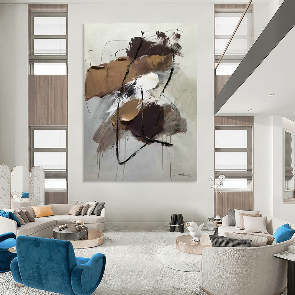 Oversized Abstract Paintings for Living Room Fireplace Surrounds and Office Conference Rooms DLZ0786