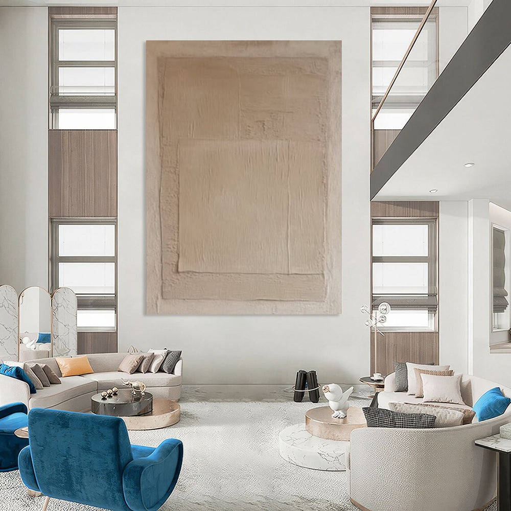 Beige - Toned Minimalist Layered Abstract Painting ADGE360