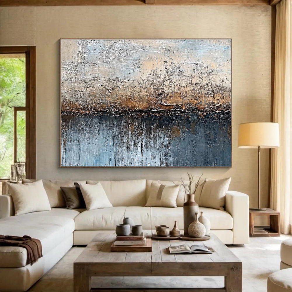 Earthy Tones Textured Abstract Painting with Reflective Elements DYP315