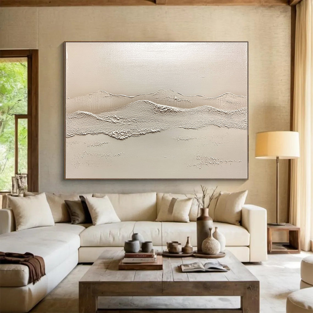 Minimalist Textured Mountains Abstract Painting in Neutral Tones DYP619