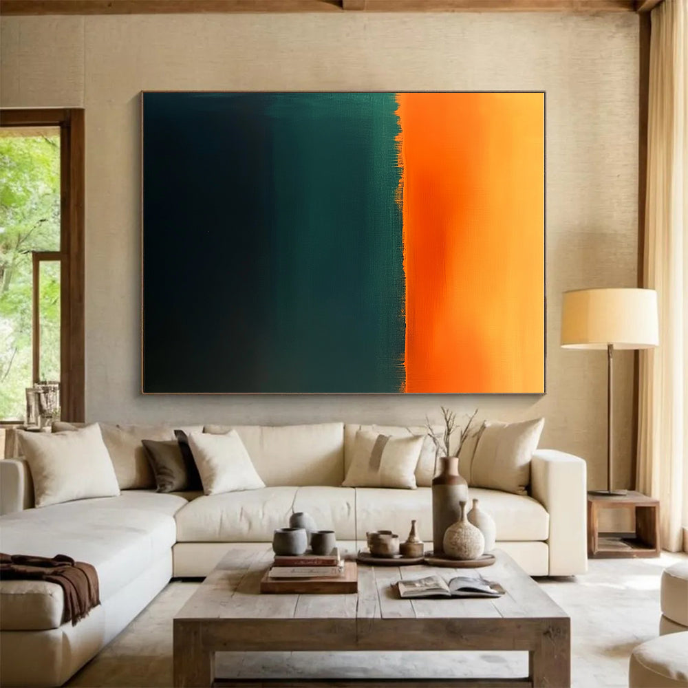 Orange and Deep Green Abstract Landscape - Inspired Painting GER223