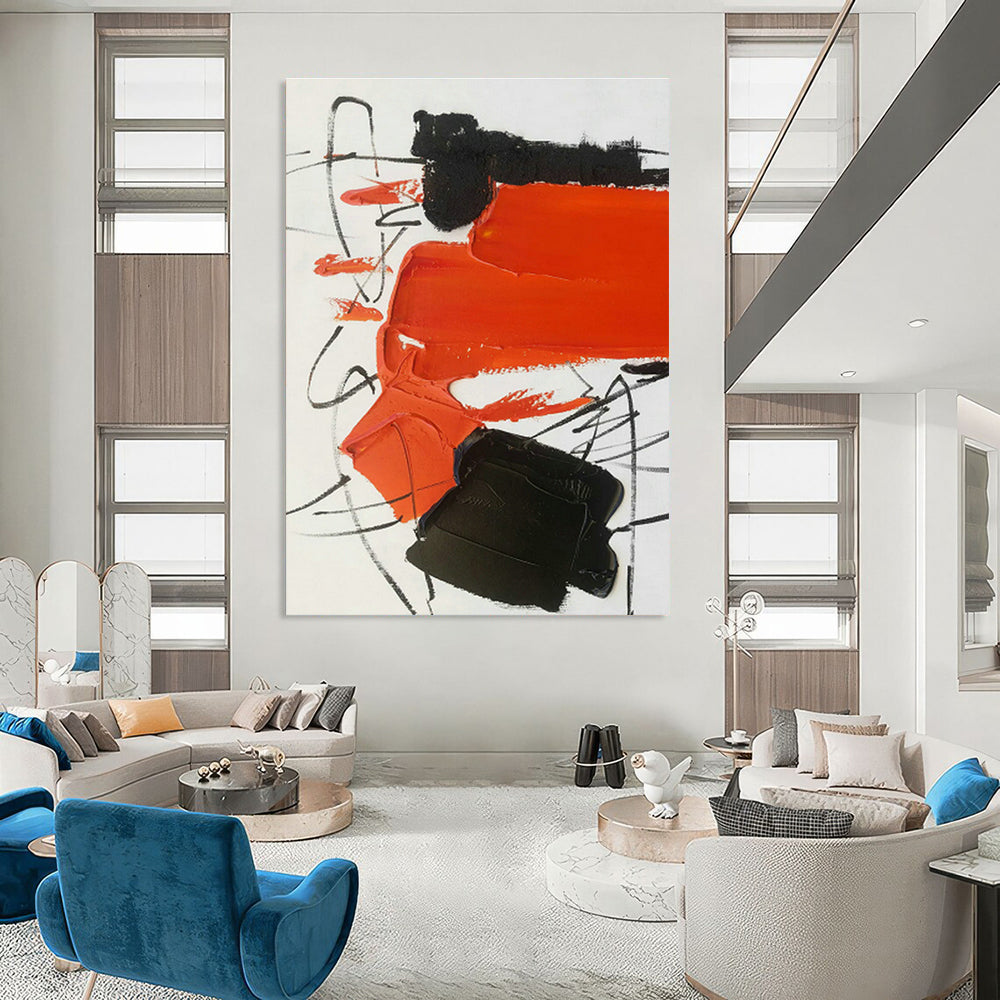 Custom - Designed Hand - Painted Abstract Canvases for Bedroom Window Seats & Office Standing Desks DLZ0824