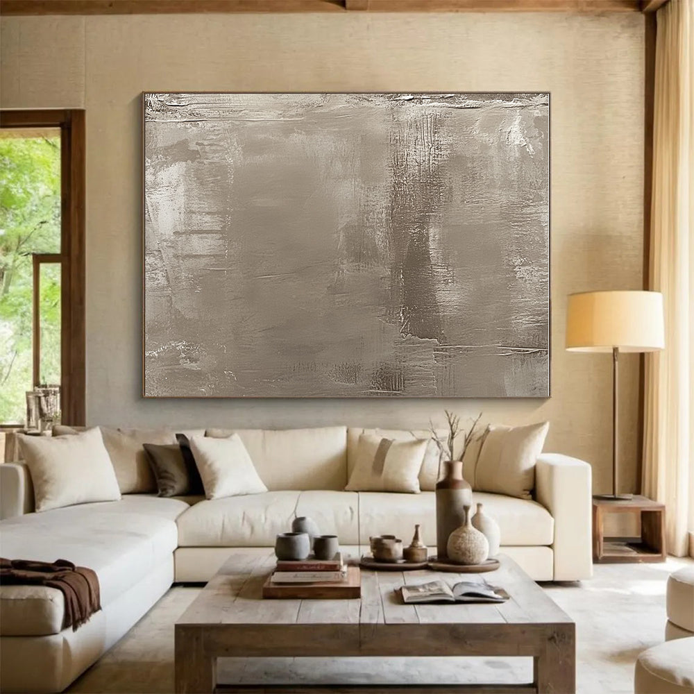 Beige Textured Abstract Painting with Earthy Tones GER103