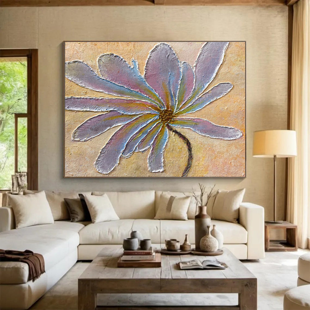Pastel Flower Abstract Painting with Textured Petals THY346