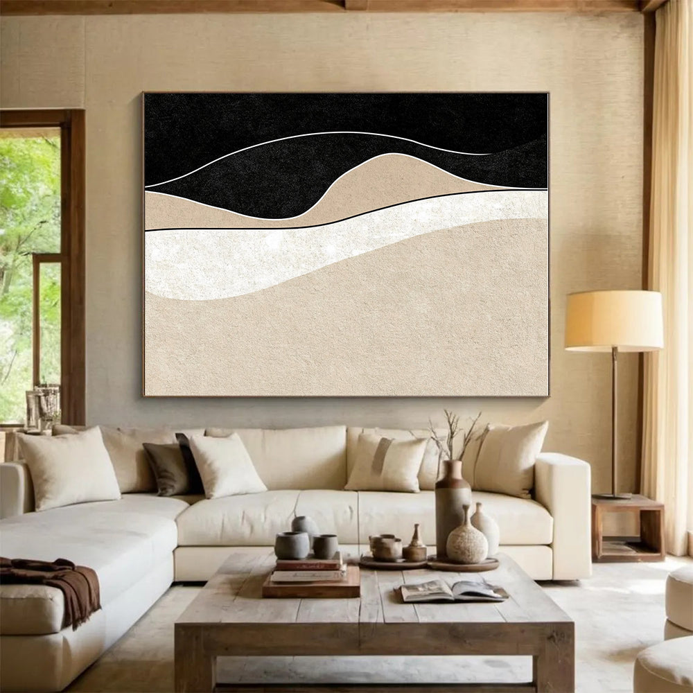 Curved Line Abstract Painting with Neutral Tones GER098