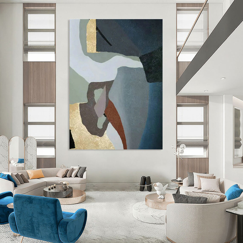 Custom Abstract Hand - Painted Canvases for Living Room & Cottage Entryway DLZ0563