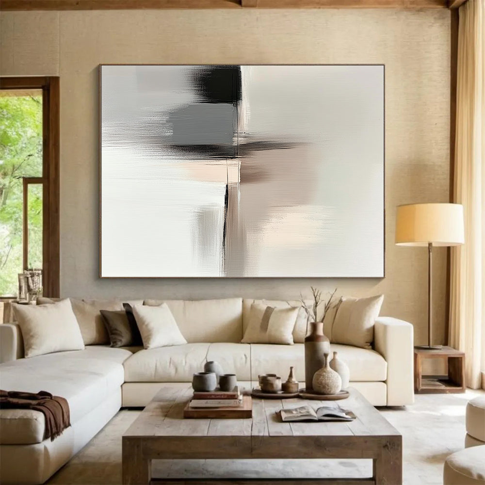 Neutral Abstract Composition Painting with Subtle Tones GER615