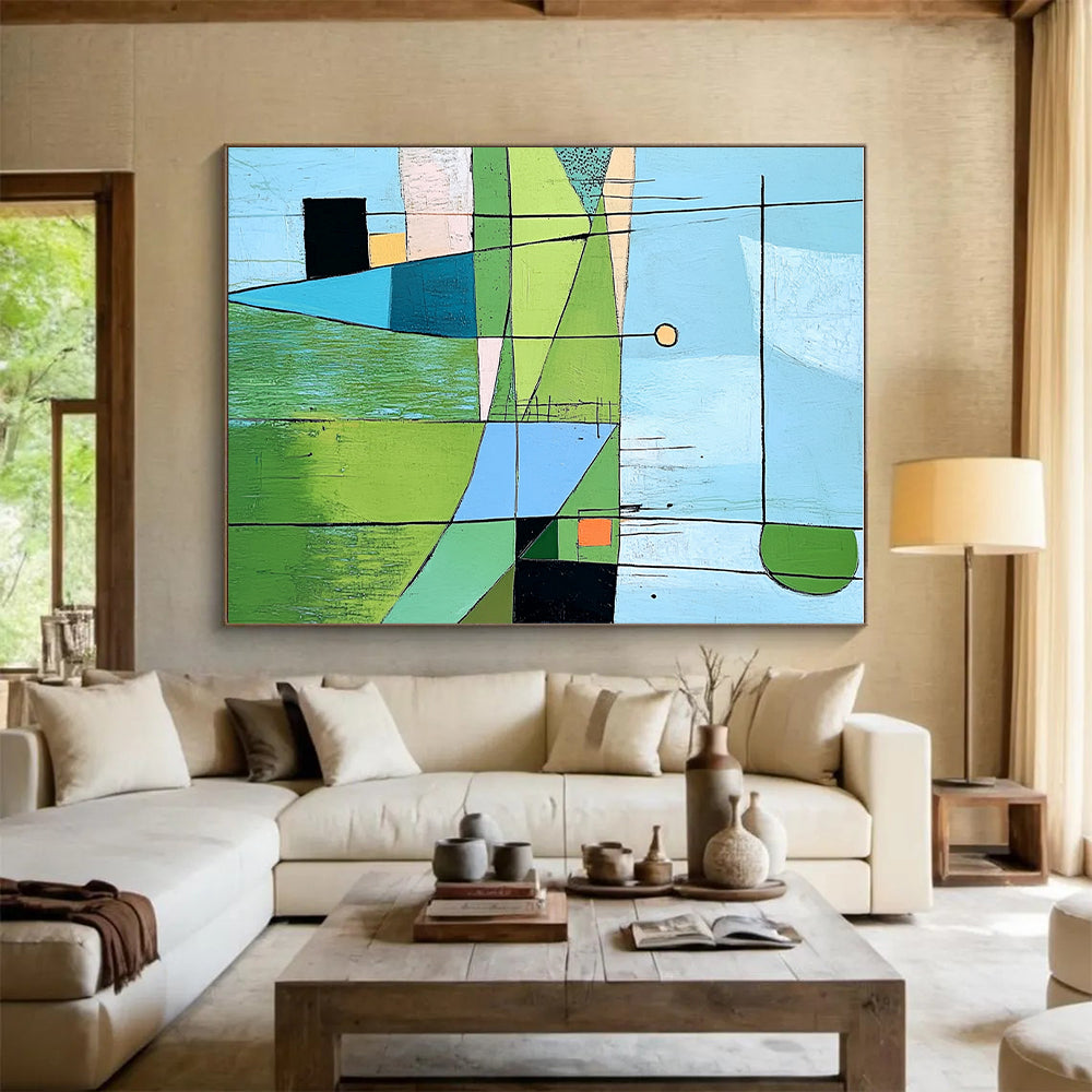 Green and Blue Landscape - Themed Abstract Artwork GER232