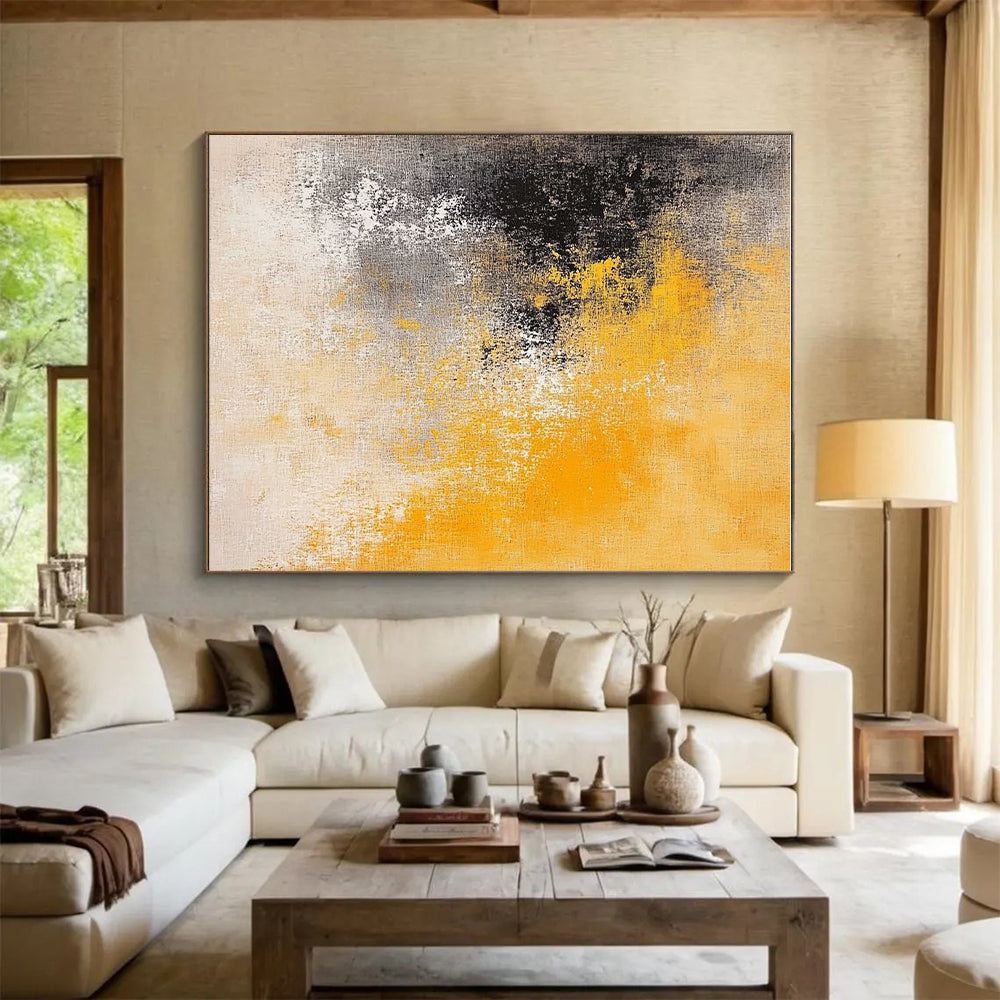 Yellow and Gray Abstract Painting with Subtle Gradients GER431