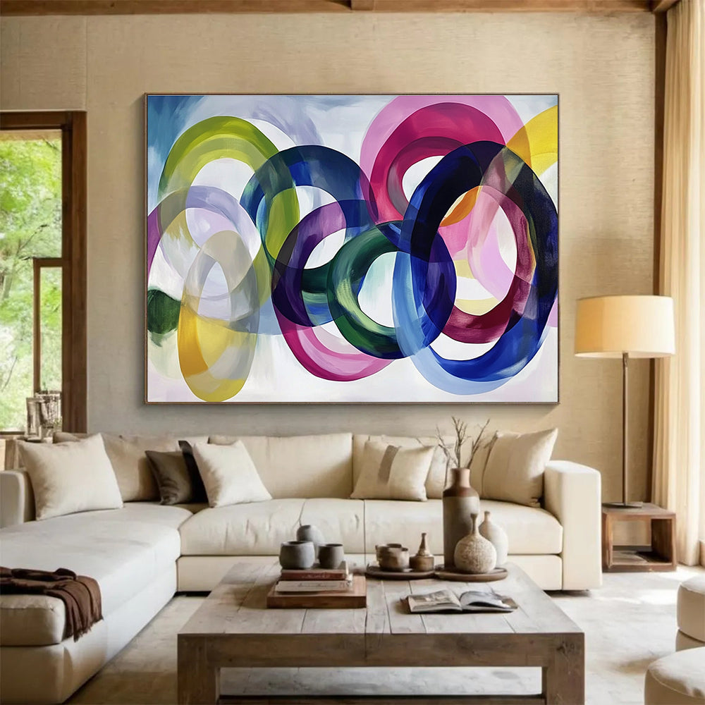 Colorful Ring - Shaped Abstract Painting with Various Hues DYP116
