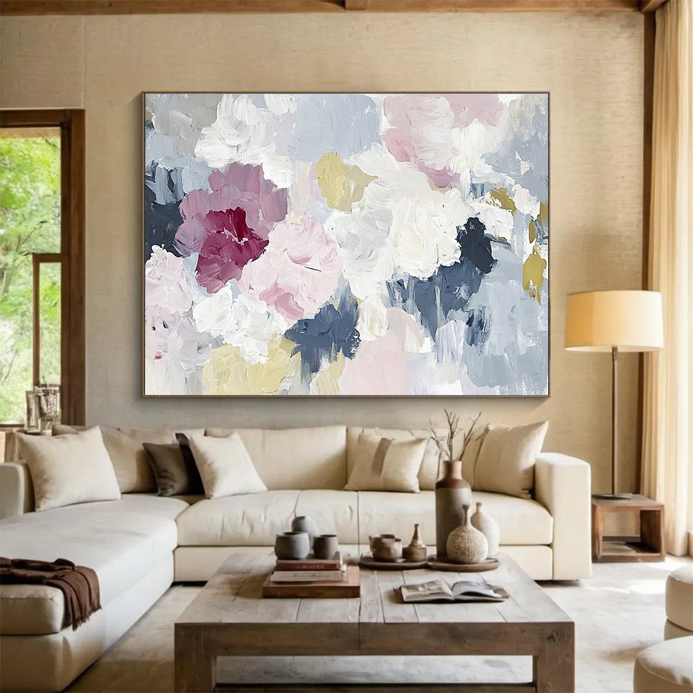 Soft Tones Floral Abstract Painting with Textured Petals DYP210