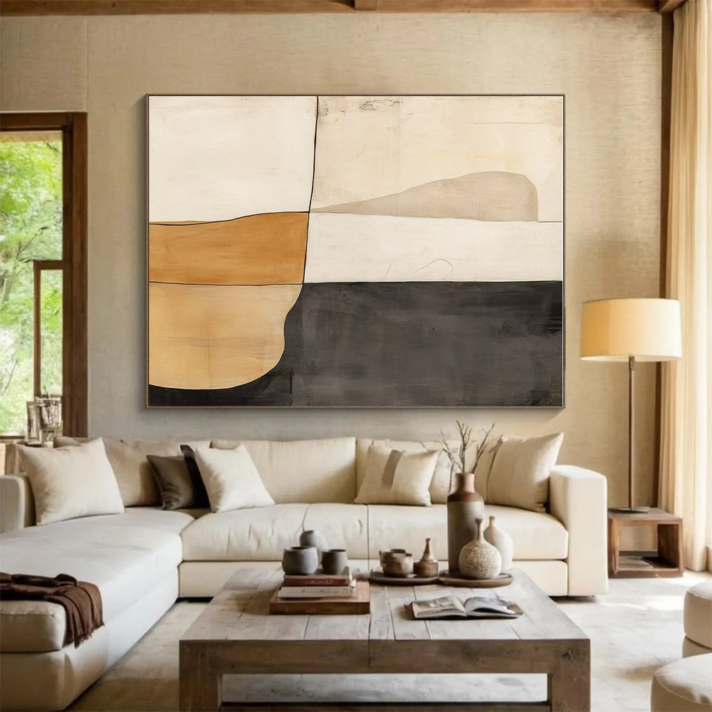 Neutral Tones Abstract Painting with Simple Shapes GER055