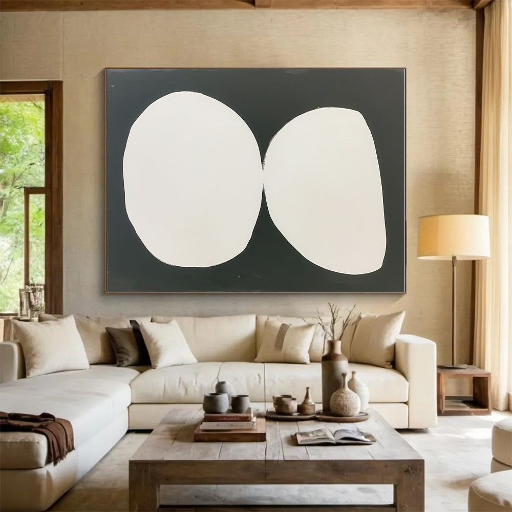 Minimalist White and Black Abstract with Simple Shapes GER269