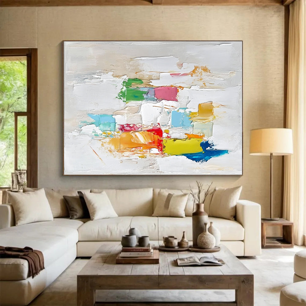 Colorful Block Abstract Painting with Thick Textures GER479