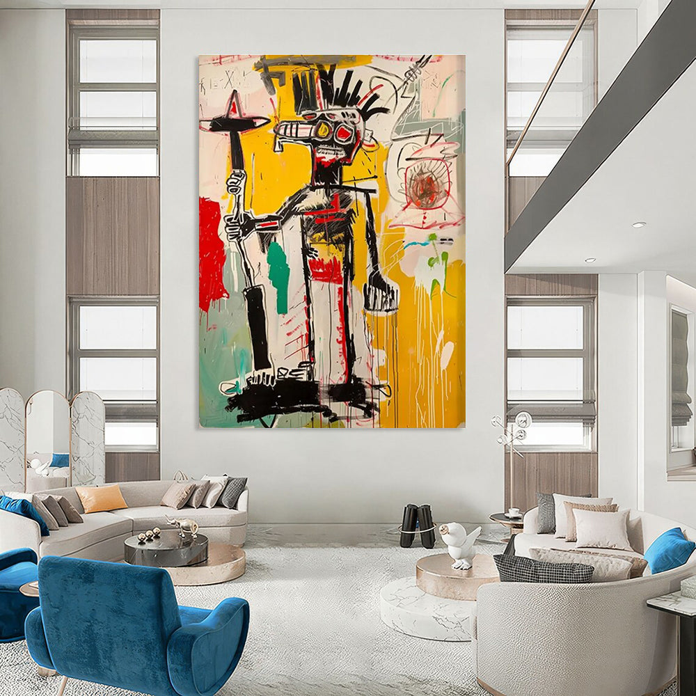 Tribal - Inspired Figure with Bold Lines Abstract Painting ADGE103