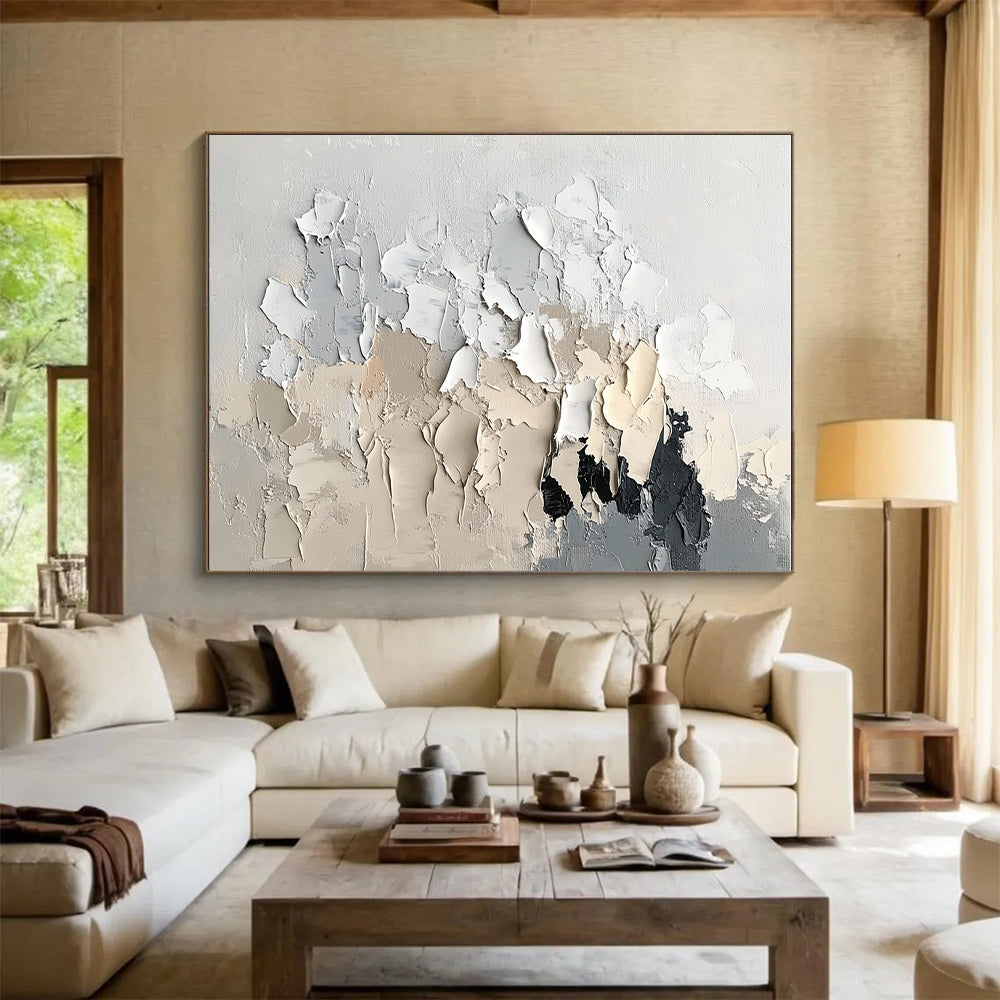 Neutral Textured Abstract Painting with Muted Tones GER607