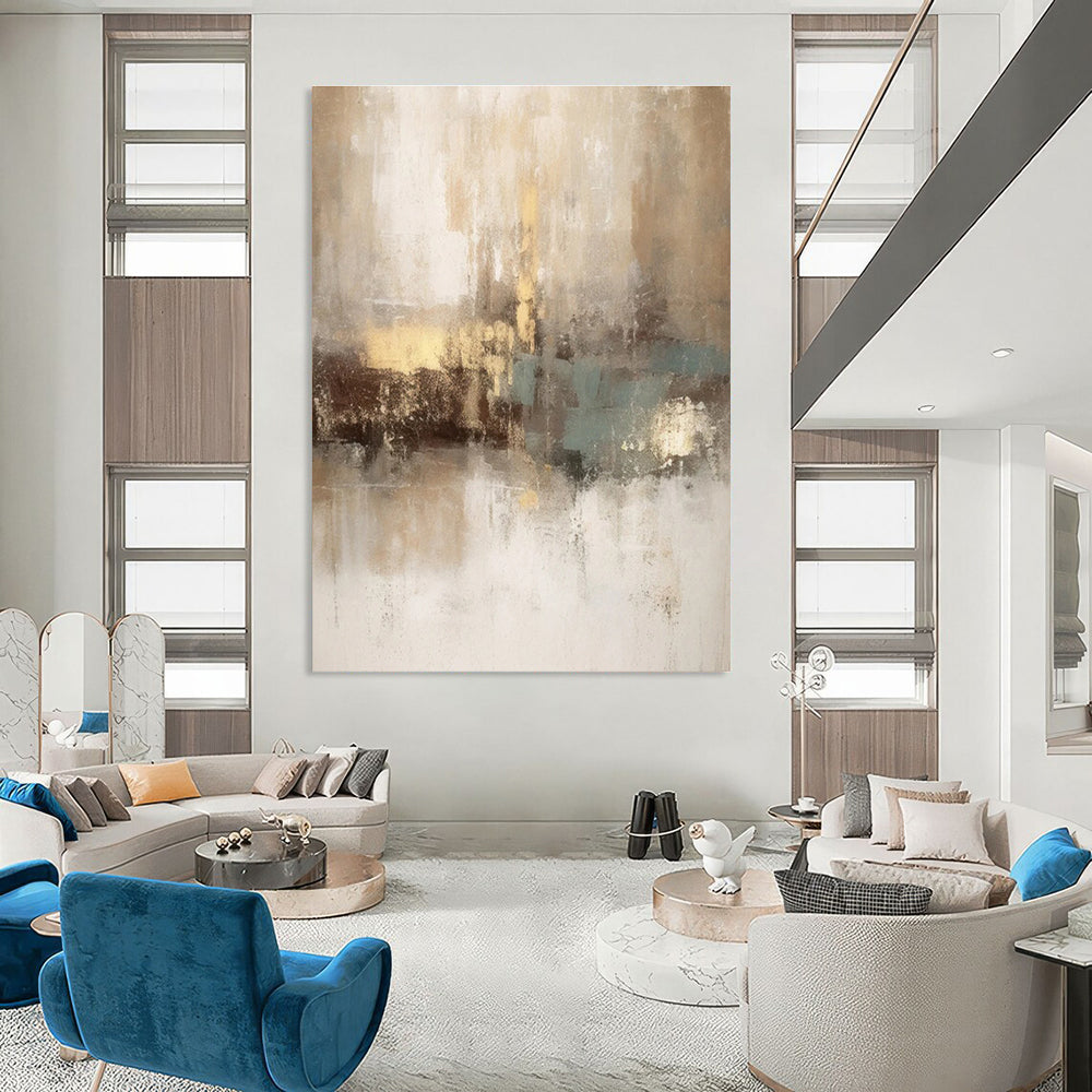 Beige and Brown Abstract Painting with Subtle Color Blends ADGE068