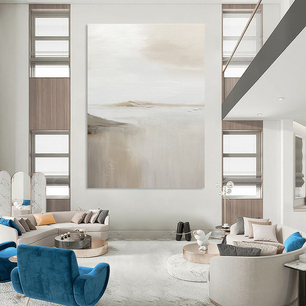 Distant Mountain and Lake Abstract Painting ADGE359