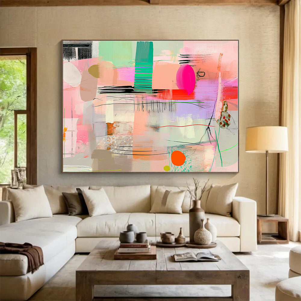 Playful Abstract with Bright Shapes and Thin Lines GER277