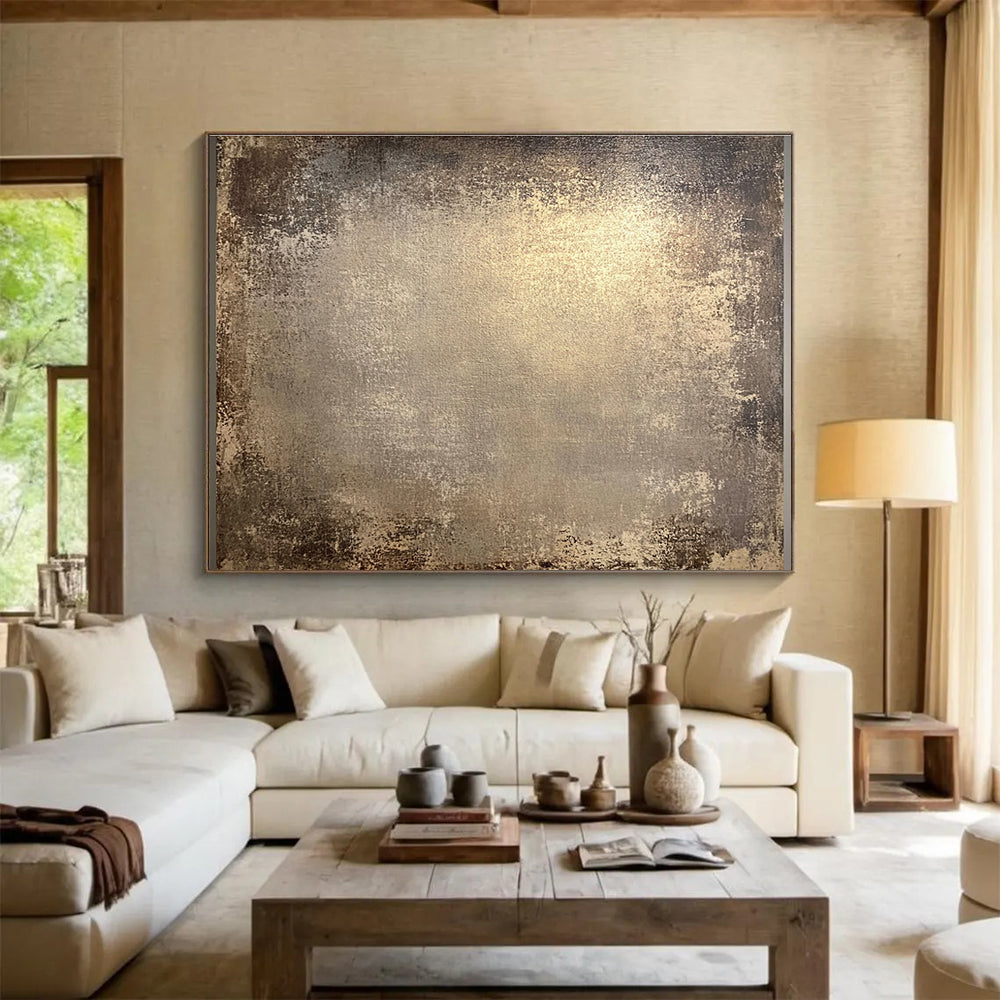 Brown and Beige Textured Abstract Painting DYP124