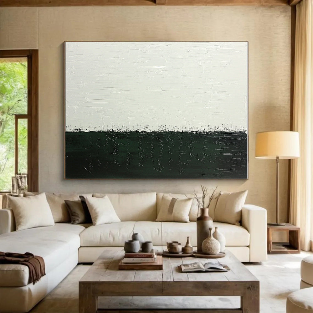 Split - Color Abstract with White and Dark Green GER308