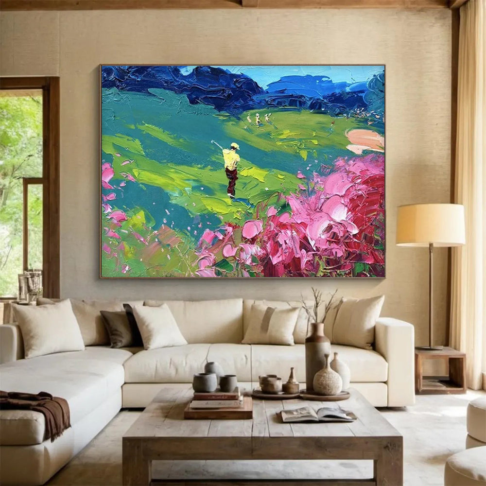 Golfer in the Green Abstract Painting THY446