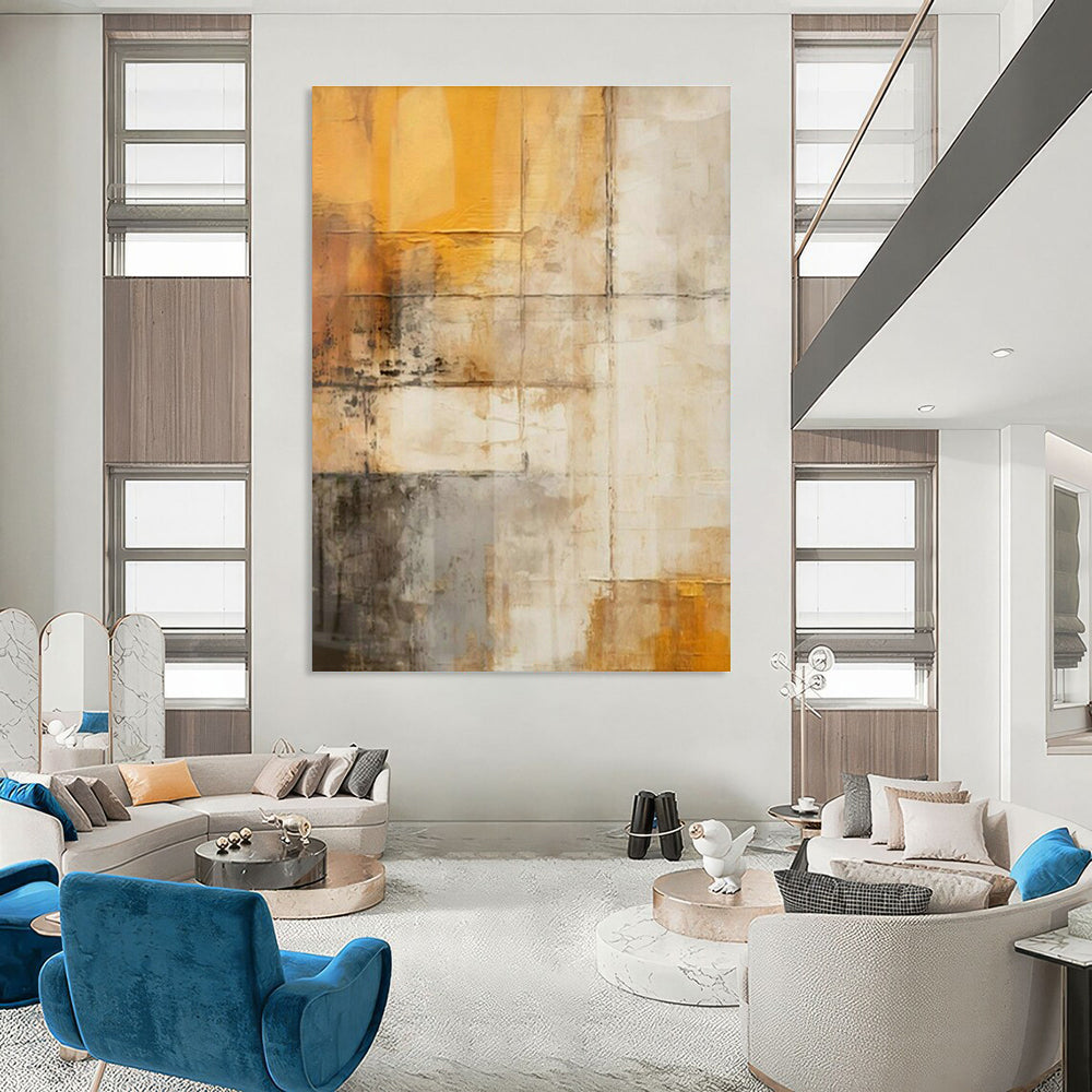 Large Customizable Hand-Painted Abstract Art for Living Room Media Wall and Entryway Console Table Backdrop DLZ1956