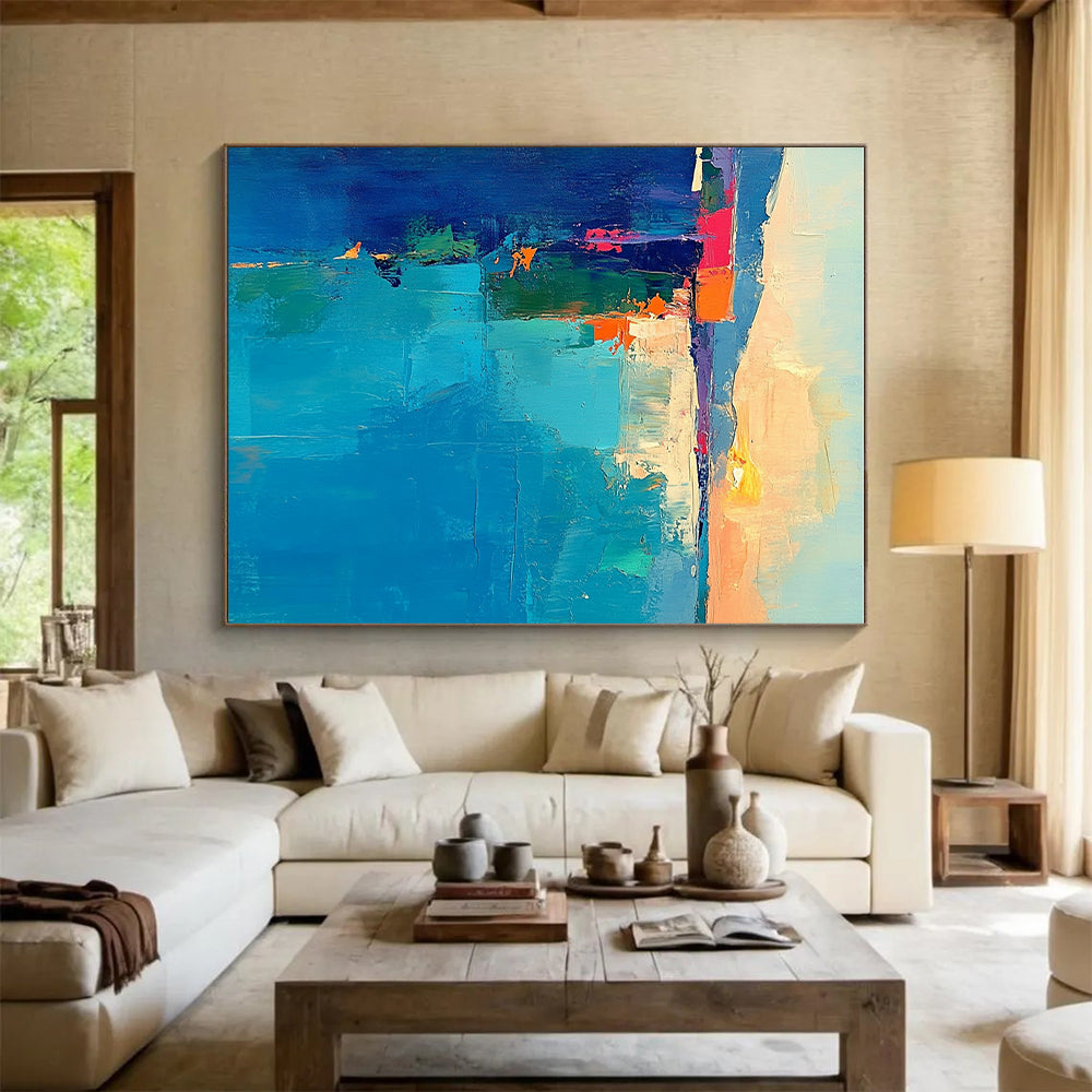 Colorful Coastal Scene Abstract Painting with Vibrant Hues GER400
