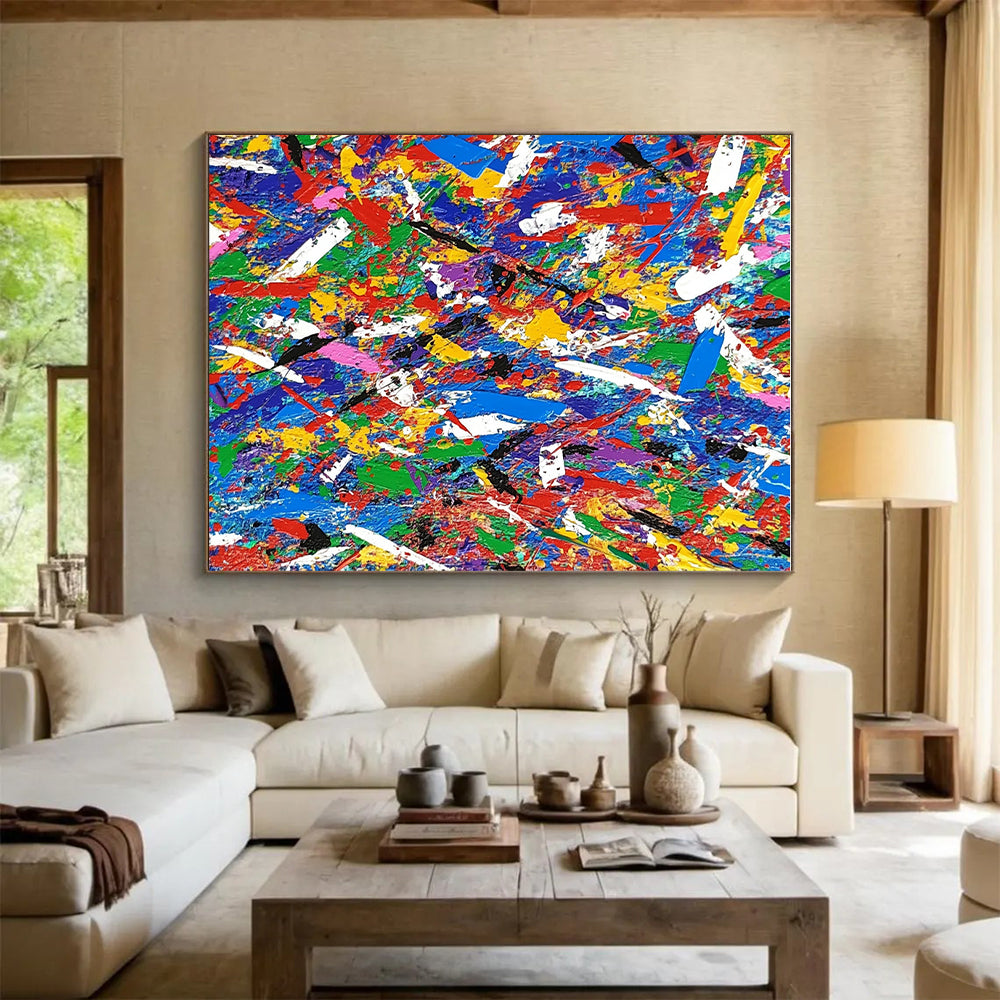 Colorful Splash Abstract Painting with Playful Patterns GER717