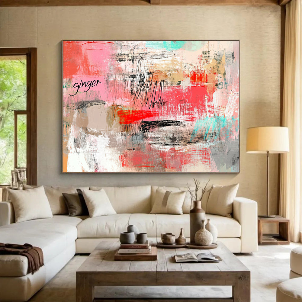Pink Abstract with “Ginger” Painting and Eclectic Strokes DYP434